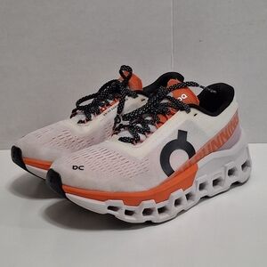 On Cloudmonster Undyed-White/Flame Running Shoes Womens Size 6